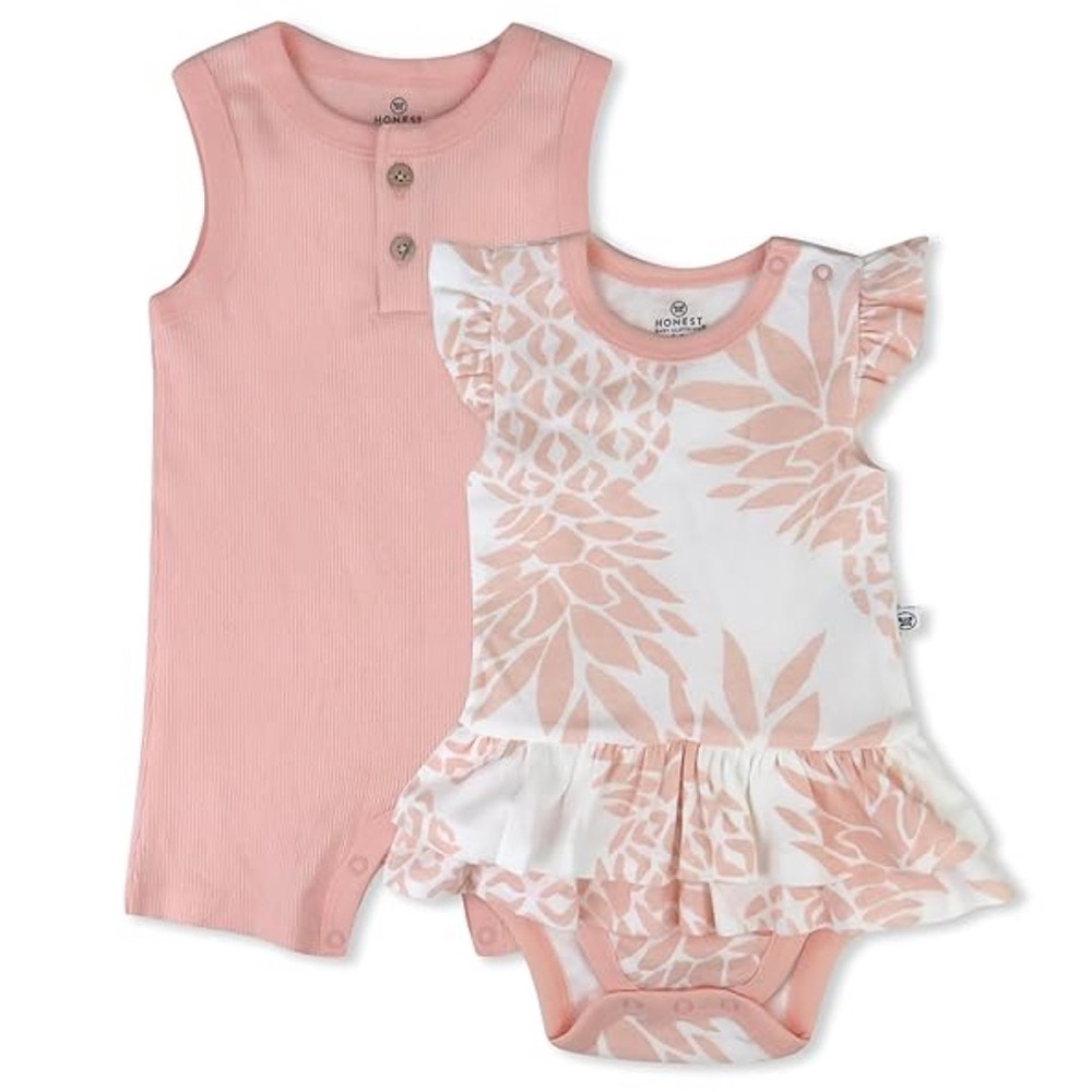 The Honest Company Pink and White Bodysuits